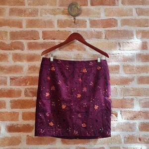 Ann Taylor LOFT Mini Skirt Size 12 Petite Floral Purple Black Orange LIKE NEW!